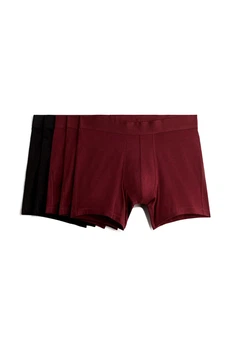 Набір подовжених бавовняних боксерів H&M mid trunks розмір XXL 5 шт dark red black mix 0172