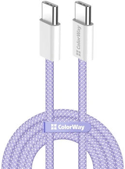 Кабель Type-C-Type-C 1м Colorway (PD Fast Charging 60W), фіолетовий (CW-CBPDCC061-PU)