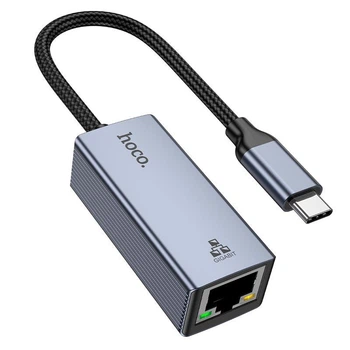 Адаптер Hoco Type-C to Ethernet RJ45 интернет переходник 1000 Mbps Gray (UA37TC_1000)