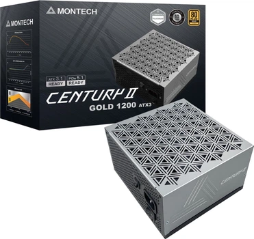 Блок живлення 1200Вт Montech Century II Gold (ATX 3.1, 80 PLUS Gold, 135мм, fully modular, black/silver)