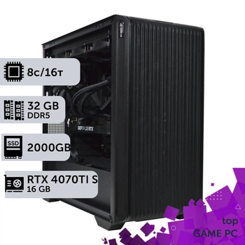 Игровой компьютер GamePC TOP #383 Ryzen 7 8700F / 32 GB / SSD 2TB / GeForce RTX 4070Ti Super 16GB геймерский системный блок для киберспорта и стриминга