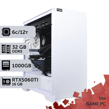Игровой компьютер GamePC Lite #493 Ryzen 5 8400F / 32 GB / SSD 1TB / GeForce RTX 5060Ti 16GB геймерский системный блок для киберспорта и стриминга