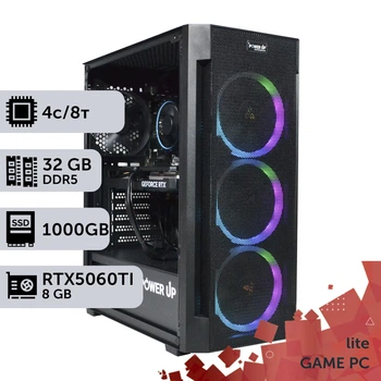 Игровой компьютер GamePC Lite #505 Core i3 14100F / 32GB / SSD 1TB / GeForce RTX 5060Ti 8GB геймерский системный блок для киберспорта и стриминга