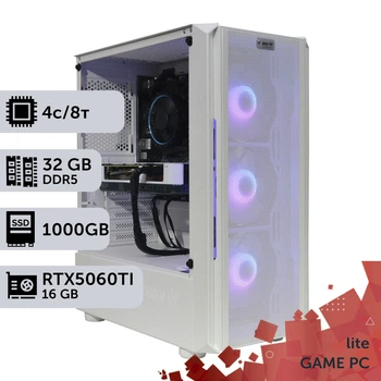 Игровой компьютер GamePC Lite #504 Core i3 14100F / 32GB / SSD 1TB / GeForce RTX 5060Ti 16GB геймерский системный блок для киберспорта и стриминга