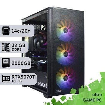 Игровой компьютер GamePC Ultra #462 Core i5 14600K / 32 GB / SSD 2TB / GeForce RTX 5070Ti 16GB геймерский системный блок для киберспорта и стриминга