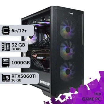 Игровой компьютер GamePC TOP #483 Ryzen 5 8400F / 32 GB / SSD 1TB / GeForce RTX 5060Ti 16GB геймерский системный блок для киберспорта и стриминга