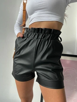 Жіночі шорти із еко-шкіри з високою посадкою Uaclothes 42-44 Чорний (like34060-144671349)