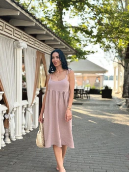 Летнее платье сарафан из муслина Fashion 42/44 капучино