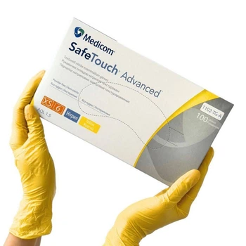 Перчатки нітрилові текстуровані жовті XS-size Medicom SafeTouch Advanced Yellow, 100шт/уп - 1102TG-A