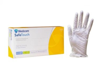 Перчатки обзорные виниловые XL-size Medicom SafeTouch (без пудры, нестерильные), 100шт/уп, 11131