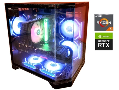 Игровой ПК Qube Crystal Black Color Tower / AMD Ryzen 5 7500F (6 (12) ядер по 3.7 - 5.0 GHz) / 32 GB DDR5 / 1000 GB SSD M.2 / nVidia GeForce RTX 3090, 24 GB GDDR6X, 384-bit / 850W б/у