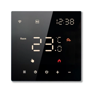 Программируемый терморегулятор In-Therm PT 081 для электрического теплого пола с сенсорным экраном черный 82x82x36 мм