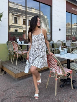 Короткое натуральное летнее платье FirstWoman XS белый 43436285