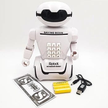 Детский Сейф Копилка Сейф Робот с Кодовым Замком и Ночником Robot Piggy Bank