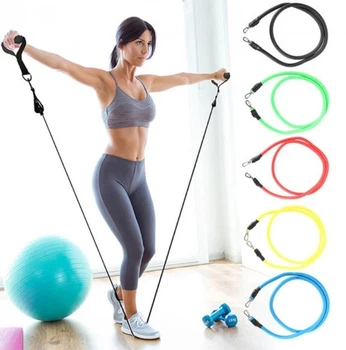 Набор трубчатых эспандеров для фитнеса и упражнений 5 жгутов NEW Power Resistance Band