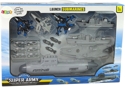 Набір іграшок LEAN Toys Військова база Реактивні літаки з авіаносцем, човнами та кораблями, а також бомбами та пусковою установкою 9941 (5904204757980)