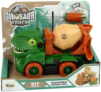 Набір іграшок LEAN Toys Вантажівка Бетонозмішувач Динозавр для розбирання Зелений + Аксесуари 10422 (5904665992609)