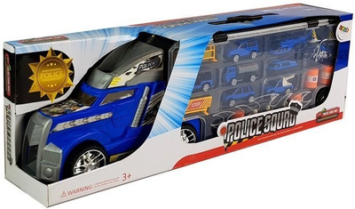 Zestaw zabawek LEAN Toys Policja Ciężarówka - garaż z autkami 8 szt + Akcesoria 6998 (5904665996874)