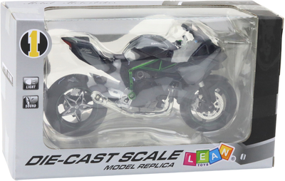 Zabawka LEAN Toys Motocykl sportowy metalowy ze światłami i dźwiękami 1:12 Szary 22603 (5905991049524)