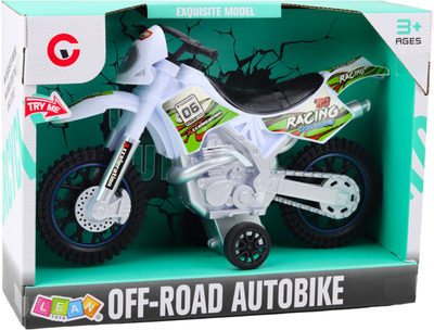 Іграшка LEAN Toys Мотоцикл для кросу з приводом світлом і звуками Білий 24215 (5905991053613)