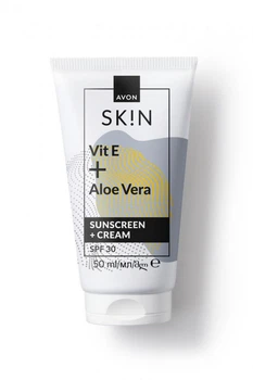 Сонцезахисний крем для обличчя Avon з вітаміном Е та соком алое SPF30, 50 мл (494693260)