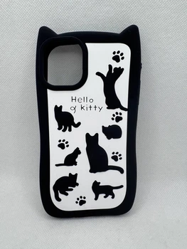 Резиновый чехол Cats для Apple iPhone 12 / 12 Pro Черно-белый