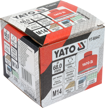 Свердло корончасте діамантове для керамограніту та кераміки YATO 68 мм — М14 YT-60447 (5906083048234)