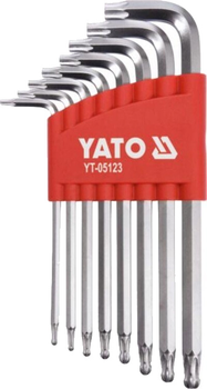 Ключі Torx Г-подібні YATO Т9-Т40 з кульовим наконечником Cr-V 8 шт (YT-05123)