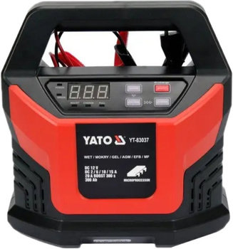 Електронний зарядний пристрій Yato 12V/2A 6A 10A 15A BOOST 300S 20A YT-83037 (5906083080616)
