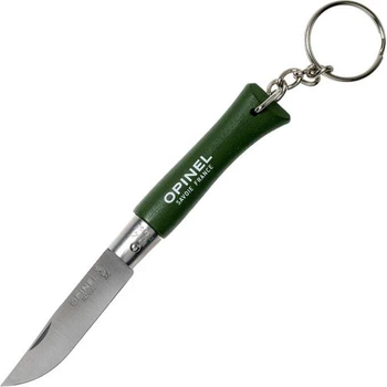 Кишеньковий ніж-брелок складаний 50 мм Opinel №4 Khaki 57-58 HRC Viroblock Sandvik 12C27 нержавіюча сталь хакі