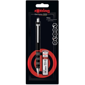 Набор Rotring TIKKY Black (ISO) PCL 0,5 + Грифели 0,5мм HB (12) блистер R2221240