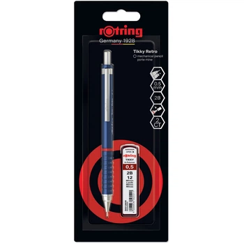 Набор Rotring TIKKY Retro Blue PCL 0,5 + Грифели 0,5мм 2B (12) блистер R2221252