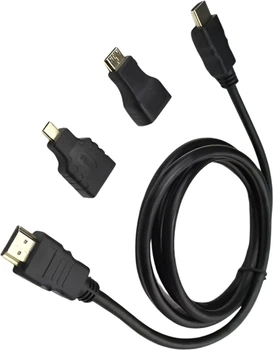 Кабель Andowl Q-HD310 4K Ultra HD 1.5 м + Micro та Mini HDMI перехідники Black 