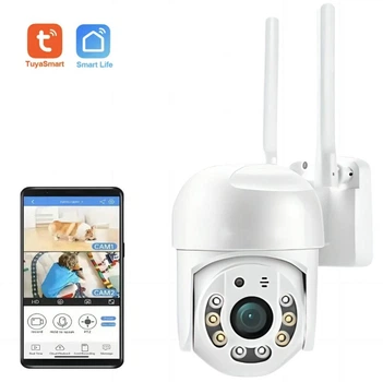 Камера видеонаблюдения уличная WiFi Tuya Smart Life 3MP PTZ Camera видеокамера вай фай поворотная IP66 водонепроницаемая внешняя беспроводная на улицу для дома
