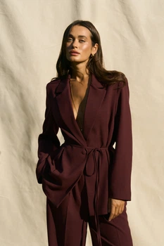 Жакет з поясом-шнуром Wear me L Бордовий (5_25_12870)