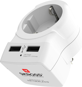 Adapter sieciowy Skross Europe to USA USB White (7640166323099)