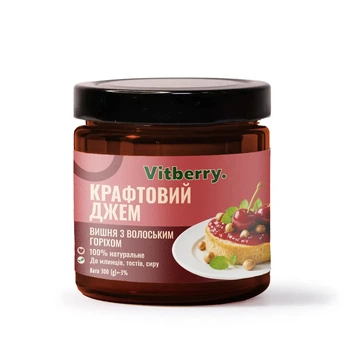 Джем Вишня с грецким орехом, 330 г, 1 шт
