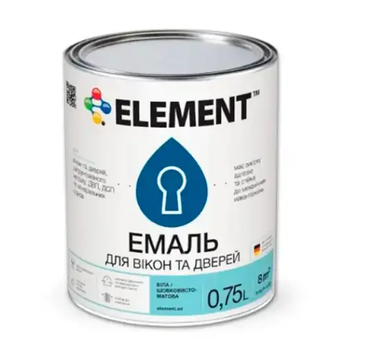 Эмаль акриловая для окон и дверей ELEMENT Белая 0.75л