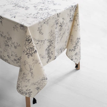 Скатертина Lotus Home 151497 150х220 см Бавовна Бежевий з чорним