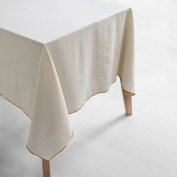 Скатертина Lotus Home 151504 150х220 см Бавовна Бежевий з гірчичним