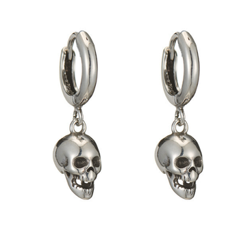 Сережки конго Fashion Jewerly у вигляді черепів 2 шт в готичному корейському стилі сріблясті (SVS)