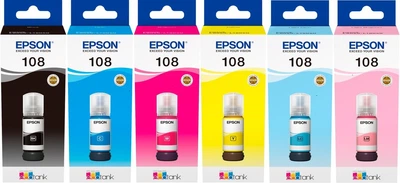 Набір чорнил Epson 108 EcoTank L8050/L18050 6 шт х 70 мл (SET108E)