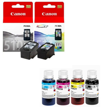 Комплект Картриджі Canon PG-510, CL-511 Black/Color + Чорнило Colorway CW520/CW521SET01 100 мл х 4 шт