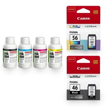 Комплект Картриджі Canon PG-46/CL-56 + Чорнило ColorWay CW-CW445/CW446SET02 200 мл х 4 шт