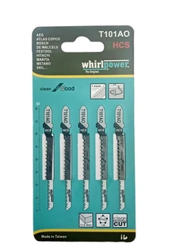 Пиляльні полотна для лобзика WhirlPower T101AO HCS 5шт (ламінат) (V-T101AO)