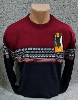Джемпер мужской батал TRIKO 4030-1 4XL бордо с темно-синим