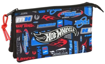Пенал Safta Hot Wheels 3 отделения Черный (812553744)