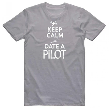Футболка авіаційна AEROSPACE Keep Calm and Date a Pilot Сіра Розмір S