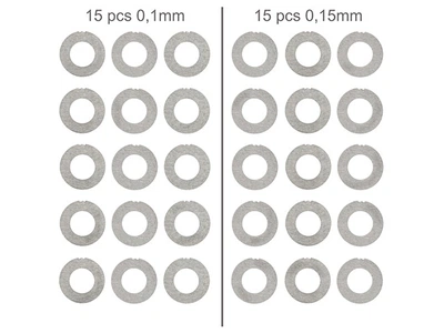 Комплект металевих шайб 0,1mm & 0,15mm - 30 шт. [SLONG AIRSOFT] (для страйкболу)