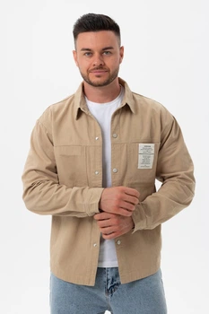 Рубашка джинсовая однотонная Trend Collection 26019 Бежевый 3XL